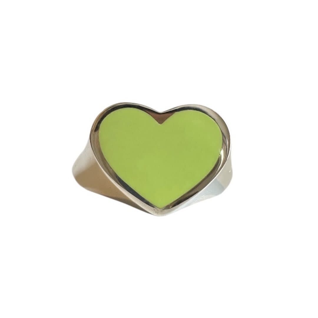 Love Signet Ring (Neon Green)