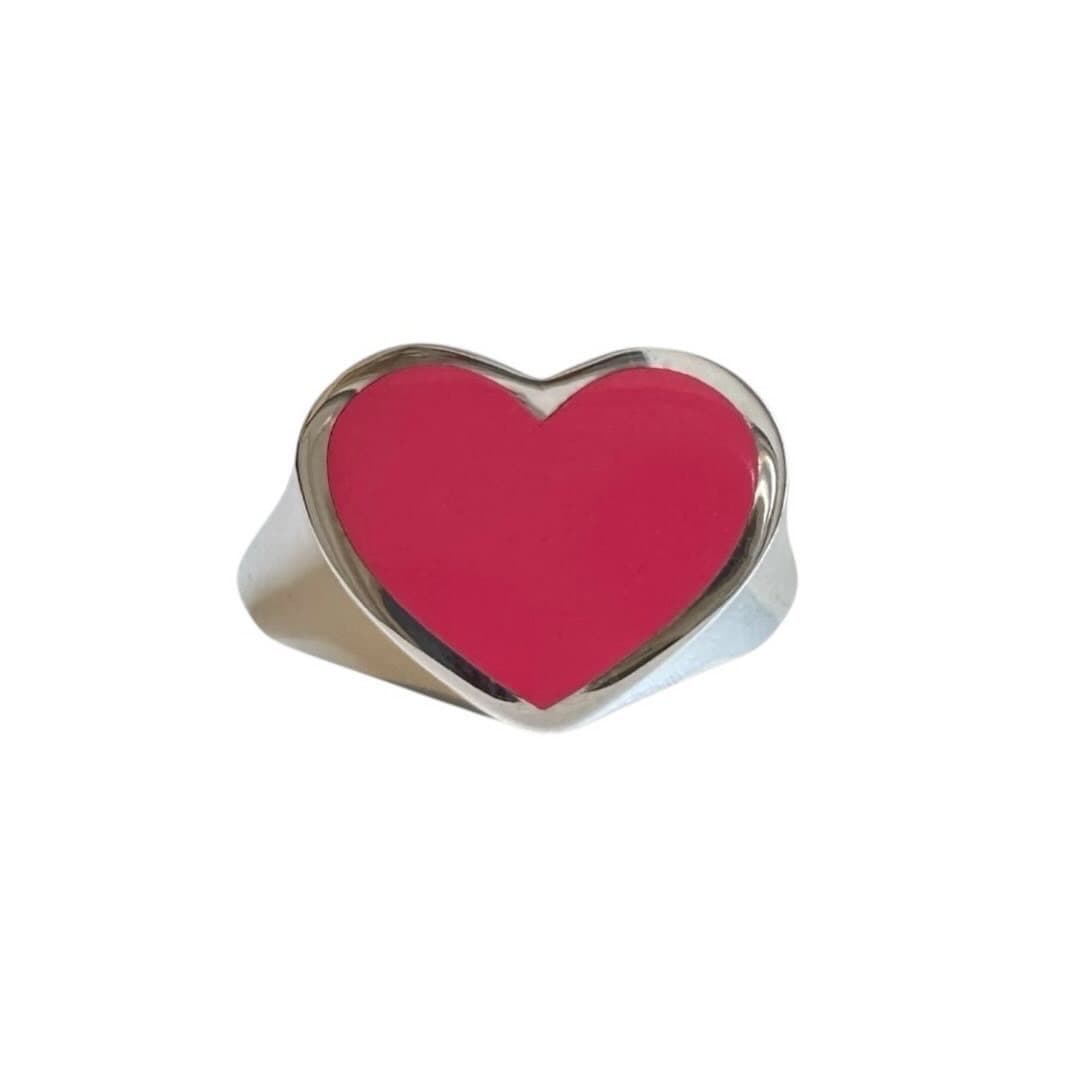 Love Signet Ring (Neon Pink)