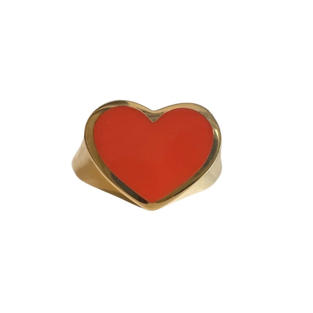Love Signet ring(Neon Orange)