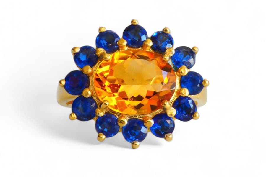 Citrine & Kyanite Bicolor Candy Ring