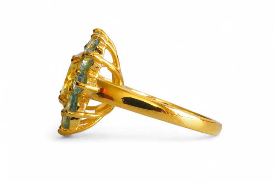 Lemon Quartz & Aquamarine Bicolor Candy Ring(横)