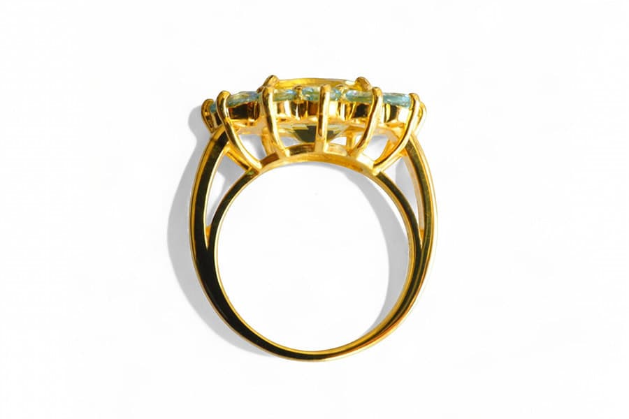Lemon Quartz & Aquamarine Bicolor Candy Ring(上)