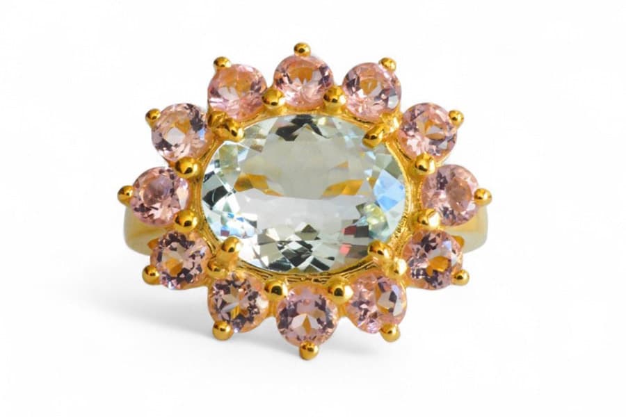 Aquamarine & Morganite Bicolor Candy Ring